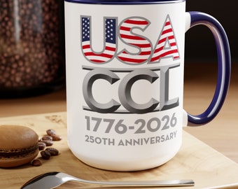 USA-CCL Patriotic Two-Tone Coffee Mugs - 15oz - Perfect for Celebrating 4th of July