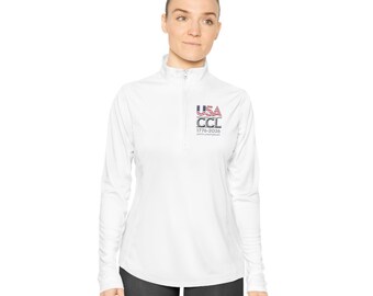 USA-CCL: Celebrating 250 Years of American Legacy - 4th of July - Patriotic -Ladies Quarter-Zip Pullover