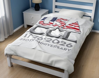 USA-CCL: Celebrating 250 Years of American Legacy - 4th of July - Patriotic -Velveteen Plush Blanket