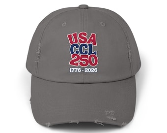4th of July Retro Font Ball Cap with retro print USA CCL Logo - Distressed Americana Hat Unisex Distressed Cap