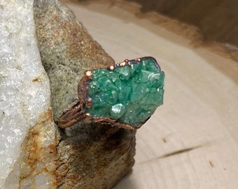Electroformed Copper Mint Druzy Statement Ring - Size 5.75