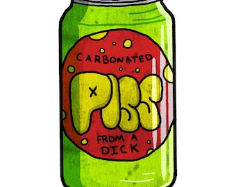 PISS CARBONADO 2"x3.7" Pegatina de vinilo