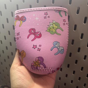 Pink lady girly ears ice coffee sleeve/ Iced Coffee sleeve, Beverage cup sleeve, Trendy Coffee Sleeve, Cup Koozie, Drink Koozie, Cup Cozie,
