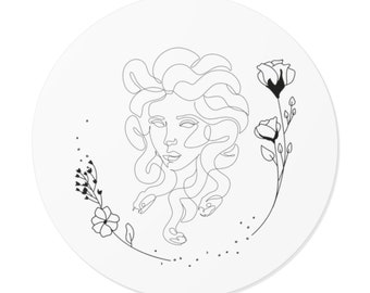 Medusa y flores, pegatina de vinilo