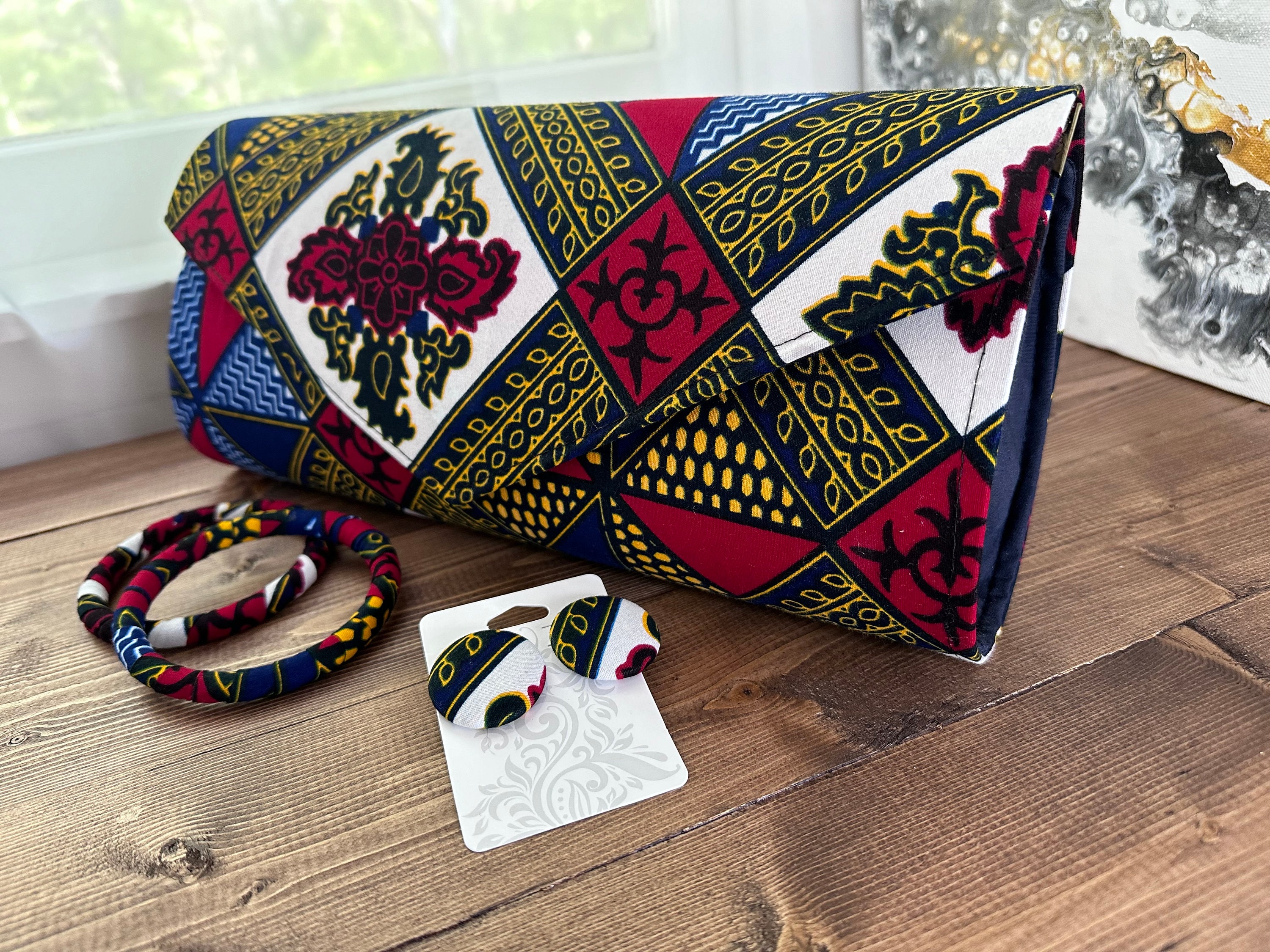 African Ankara (100% cotton) Clutch Set Afrikia Ankara Clutch main image 4