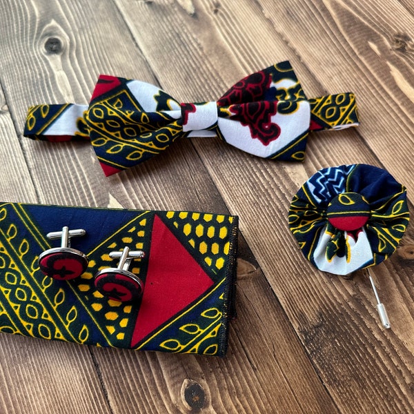 Ankara bow tie, African print bow tie, boys bow tie, Gift For Him, Men's Gift, Fathers Day Gift, Wedding Gift, Christmas gift, Bow tie Set