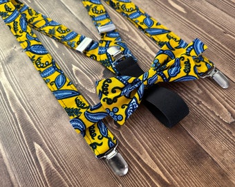African fabric suspenders, suspenders ,Bow tie and suspenders set, bow tie set for kids, Bow tie, For boys, For men, Ankara,Wakanda,For Baby