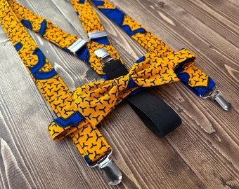 Bow tie, African fabric suspenders, suspenders ,Bow tie and suspenders set, bow tie set for kids, For boys, For men, Ankara,Wakanda,For Baby