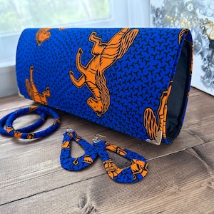 African Print Purse Set: Ankara Clutch Bag, Earrings  display picture 3