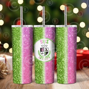 Tumbler Wrap Inspired by the Movie Wicked |Theatre Geeks | Broadway | Elphaba | Glinda | Glitter| Shiz University | Pink and Green
