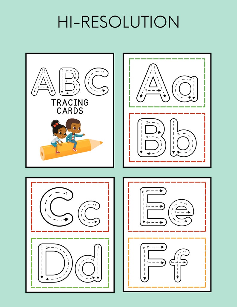 Printable Traceable ABC Cards for Early Learners Educational Download ...
