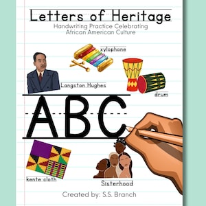 Cuaderno de ejercicios para niños sobre práctica de escritura a mano con cartas de herencia Mes de la historia afroamericana Recursos educativos sobre cultura afroamericana Envío y manipulación GRATUITOS
