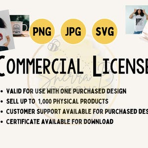 Commercial Use License | Small Business License for SherraBDesignsInc Digital Files | Up to 1,000 Products | PNG SVG JPG | Extended License