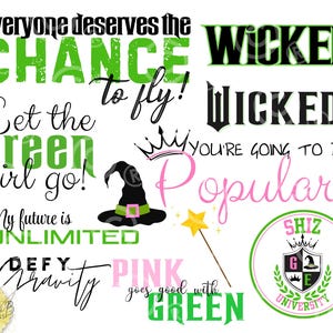 Clipart Inspired by Wicked the Musical | Wicked the Movie | PNG| Elphaba | Glinda | Defy Gravity | Popular | Pink Goes With Green | SHIZ