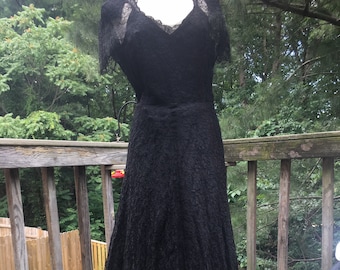 Vintage Black Lace Gown Full Circle Skirt