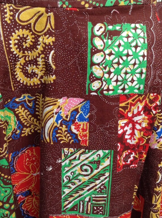 Vintage Cotton Batik Print Wrap Skirt - image 5
