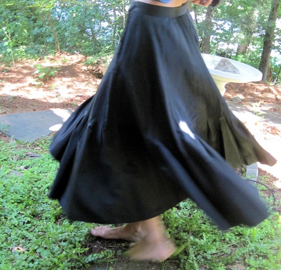 Vintage Black Taffeta Flared Skirt
