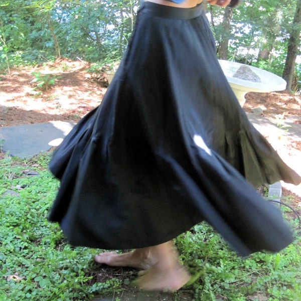Vintage Black Taffeta Flared Skirt