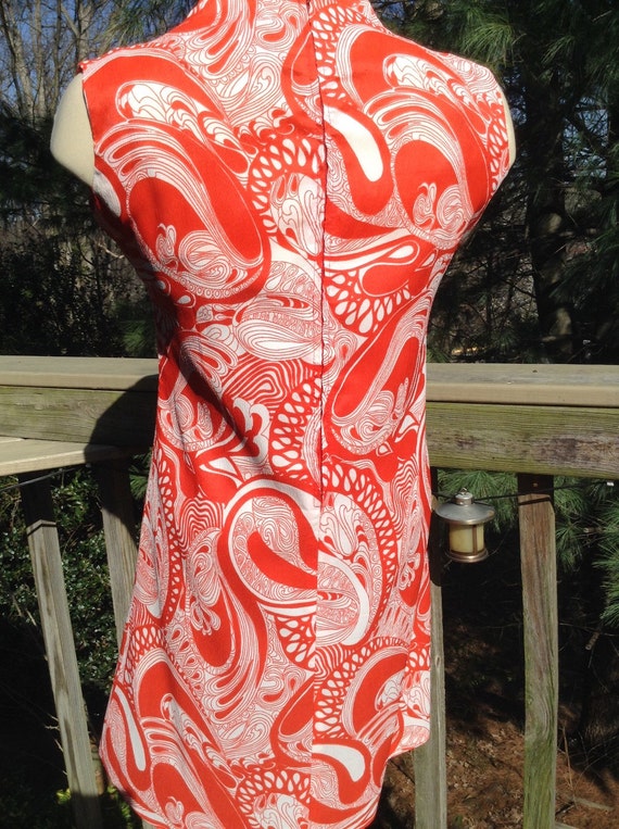 Vintage Red Swirl Dress - image 5