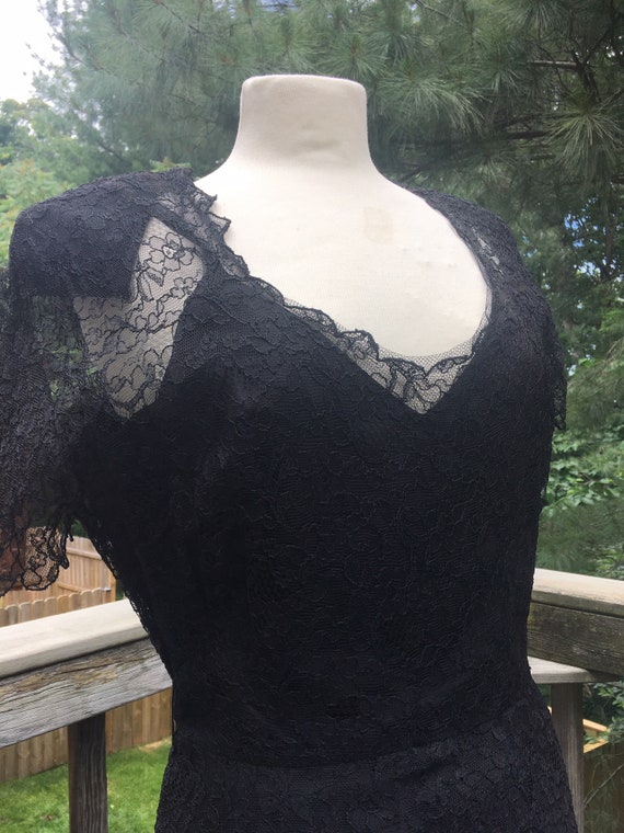 Vintage Black Lace Gown Full Circle Skirt - image 7