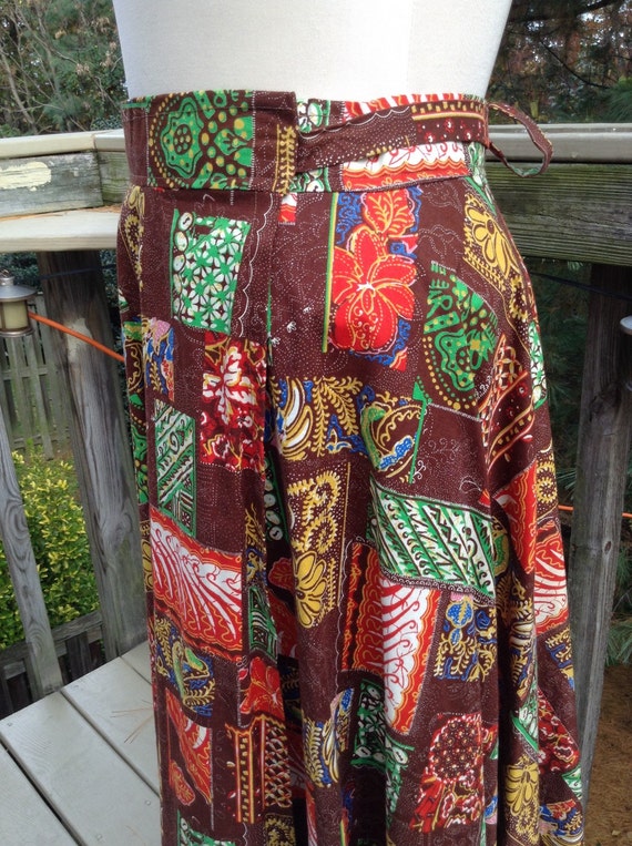 Vintage Cotton Batik Print Wrap Skirt - image 4