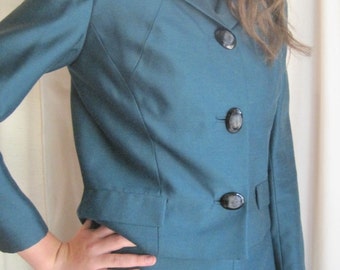 Vintage Vogue Originals Teal Suit Jacket Dress