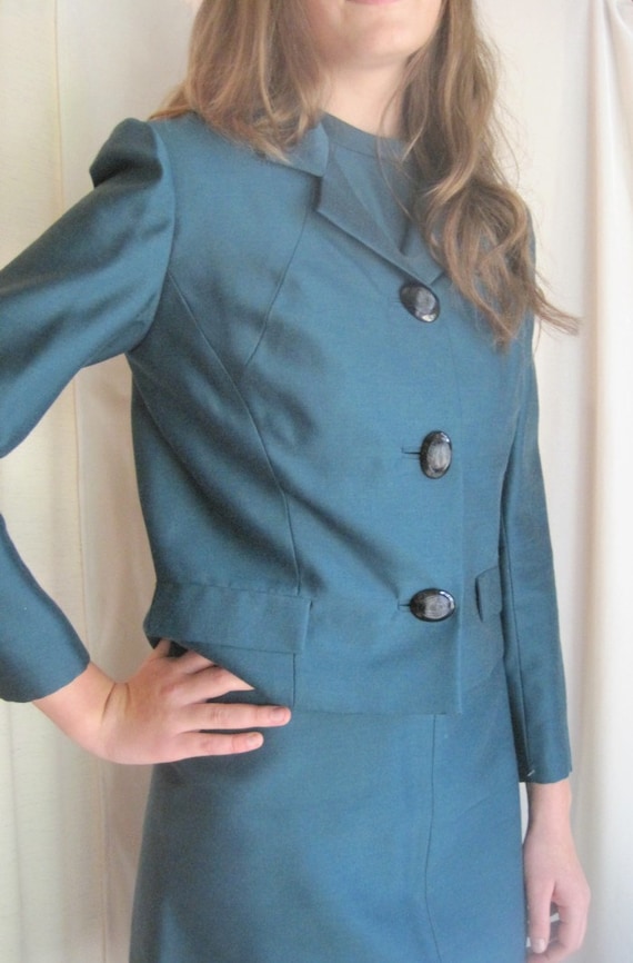 Vintage Vogue Originals Teal Suit Jacket Dress