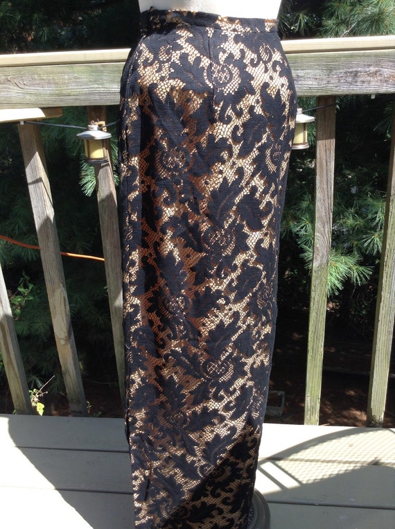 Vintage Black Lace Maxi Skirt - image 2