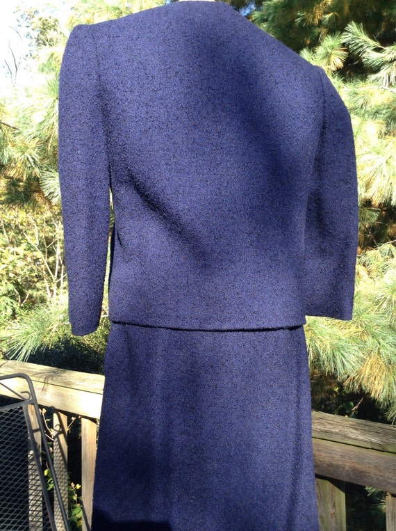 Vintage Blue Wool Boucle Suit Bonwit Teller - image 4