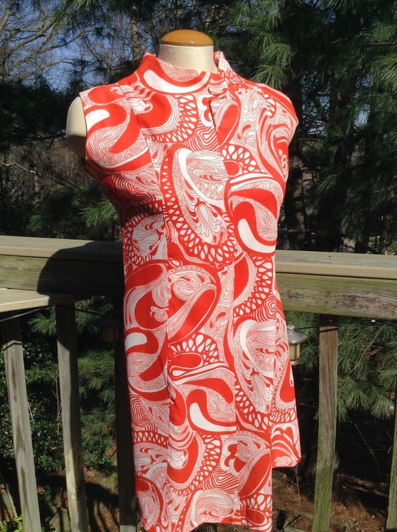 Vintage Red Swirl Dress - image 4