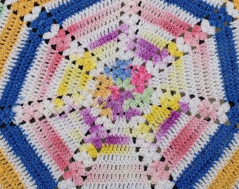 Vintage Doily Crochet Pink Blue Multicolor