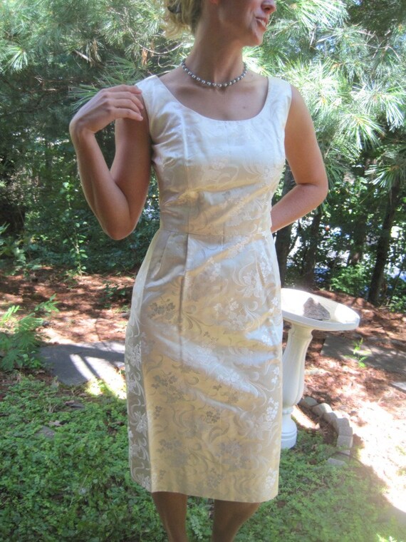 Vintage Ivory Satin Wiggle Dress