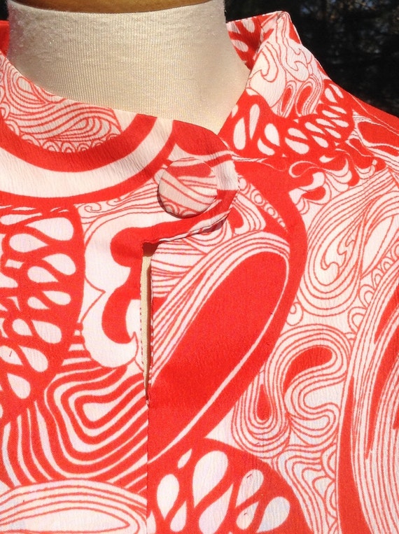 Vintage Red Swirl Dress - image 3