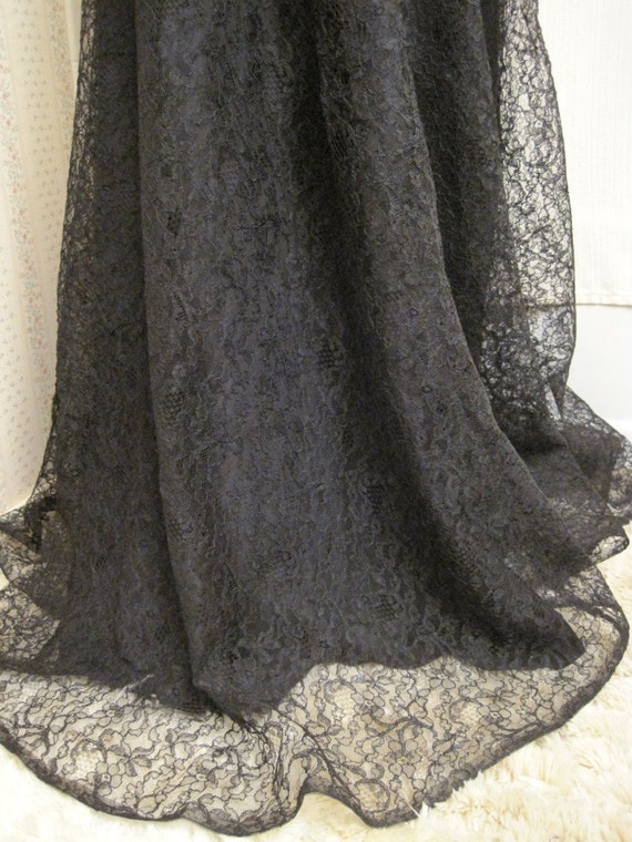 Vintage Black Lace Gown Full Circle Skirt - image 5