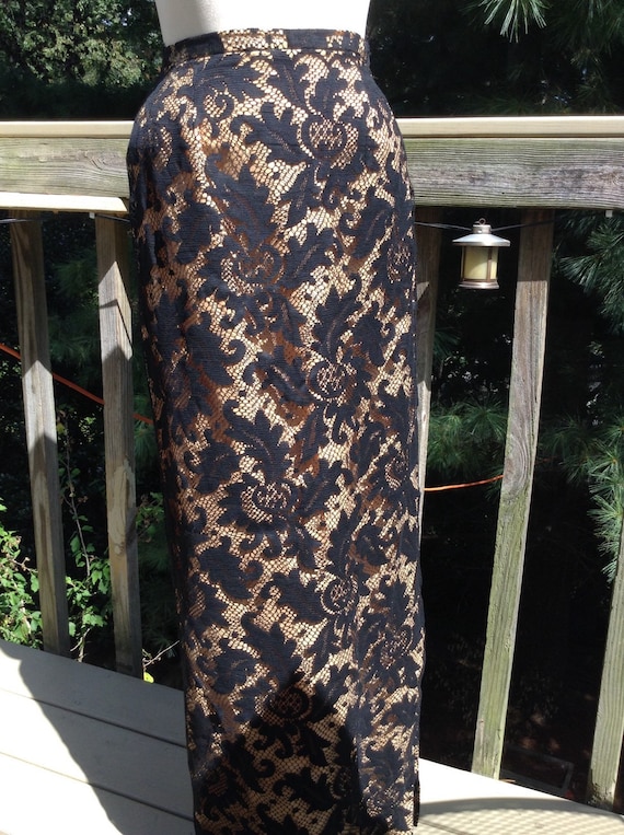 Vintage Black Lace Maxi Skirt