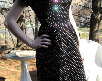 Glitter Dots Black Velvet Dress