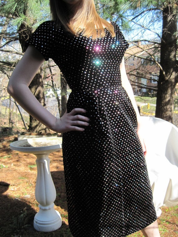 Glitter Dots Black Velvet Dress - image 1