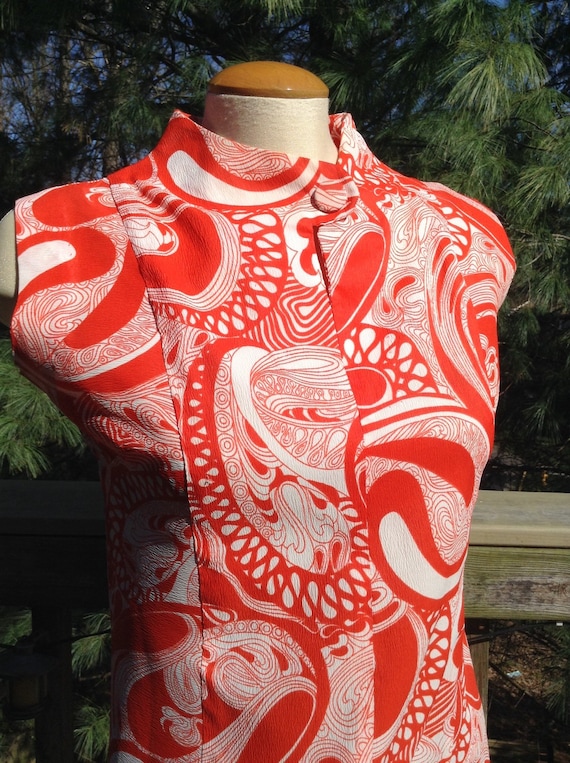 Vintage Red Swirl Dress - image 1