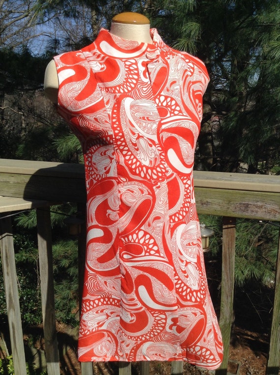 Vintage Red Swirl Dress - Etsy