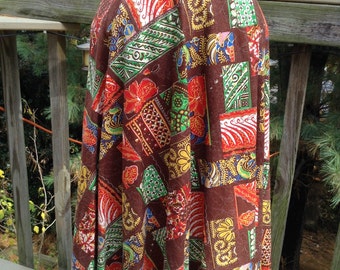 Vintage Cotton Batik Print Wrap Skirt