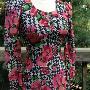 Vintage Gown Maxi Disco Pink Metallic Floral Knit