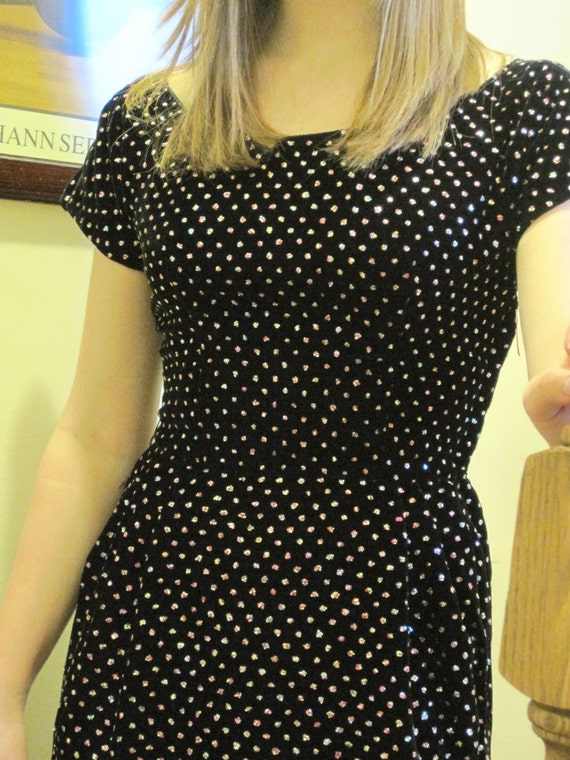 Glitter Dots Black Velvet Dress - image 2