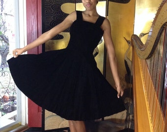 Vintage Black Velvet Dress