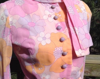 Papillon rose Vintage robe Leslie Fay