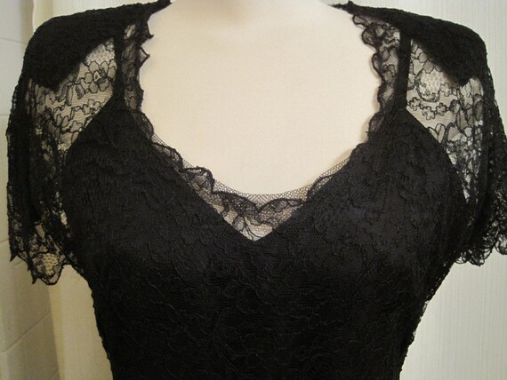 Vintage Black Lace Gown Full Circle Skirt - image 2