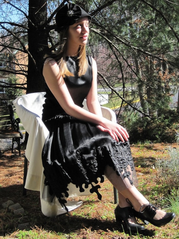 Black Silk Flapper Dress - image 1