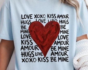 Camiseta retro de San Valentín, camiseta retro de San Valentín con corazón de amor, camiseta preppy de San Valentín, camiseta rosa de San Valentín, camiseta "Sé mío" Xoxo Comfort Colors®