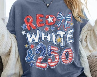 Camiseta del 250 aniversario de Estados Unidos, Camiseta patriótica del 4 de julio por 250 años de libertad, Camiseta American Girl, Camiseta patriótica del 4 de julio Comfort Colors®