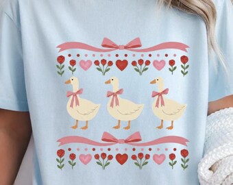 Camiseta vintage de San Valentín con diseño de ganso tonto, camiseta retro de San Valentín con diseño de ganso, camiseta preppy de San Valentín, camiseta rosa de San Valentín con diseño de ganso coquette Comfort Colors®