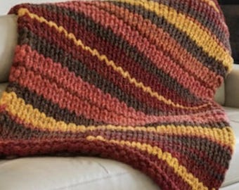 Manta gruesa súper suave con diseño de puesta de sol, hecha a mano, suave y acogedora, regalo de Navidad hecho a mano, manta de punto grueso, regalo de baby shower, manta de regalo de boda